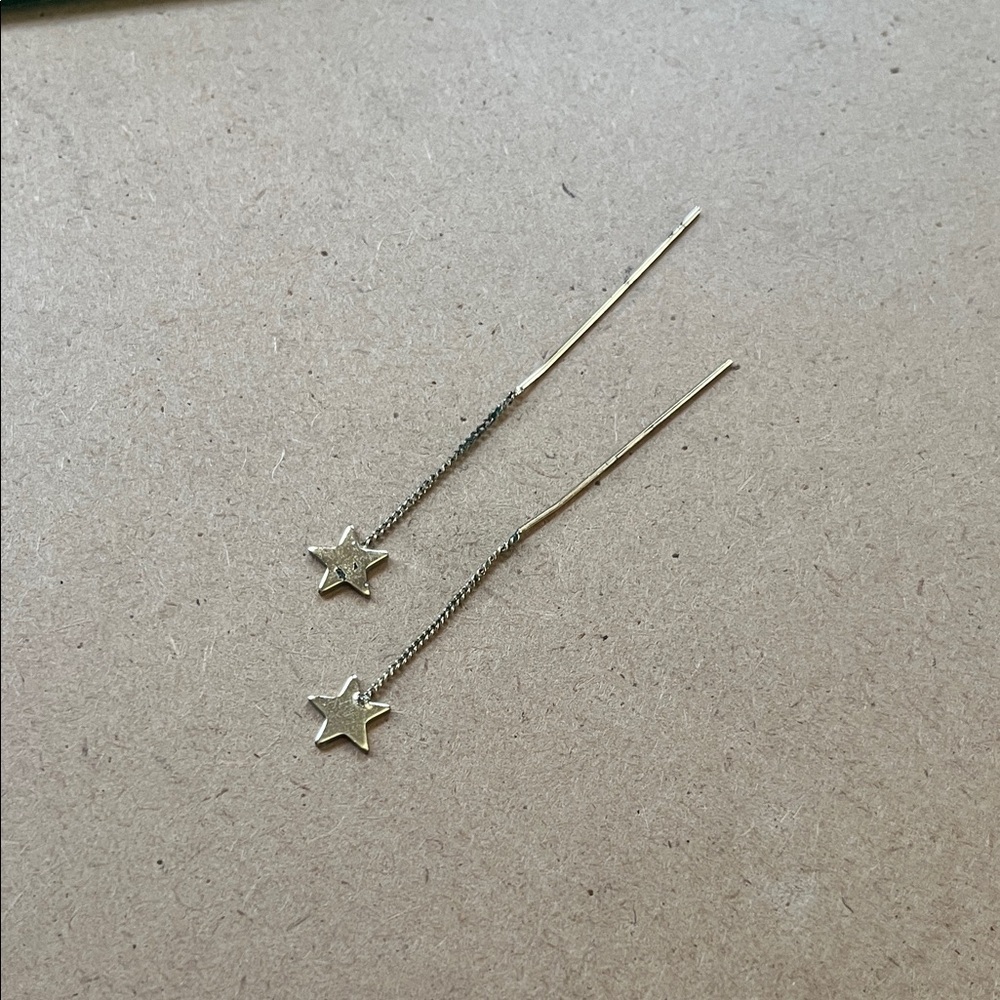 Gold Star Threader Earrings - Picture 1 of 3